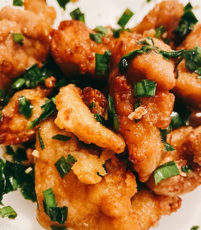 玉ねぎのおろしポン酢ソースで食べる からあげ