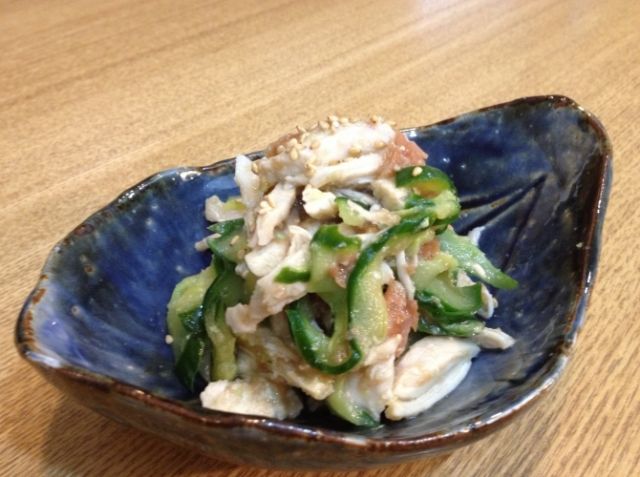 鶏胸肉ときゅうりの梅和え
