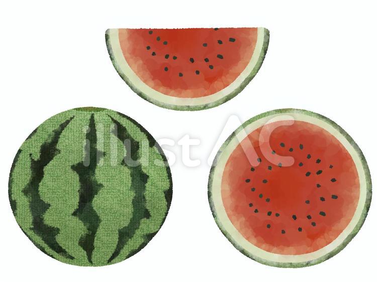 スイカ 赤 果物 断面 水彩 イラストのイラスト素材127035405- PIXTA