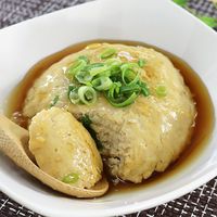 レンジにお任せ！きのこたっぷりトロ玉あんかけ豆腐