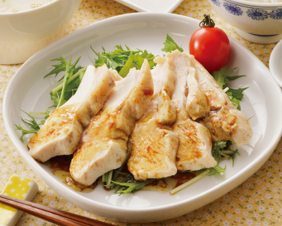 茹で時間1分で放置！, しっとり茹で鶏のこく旨ごまダレ