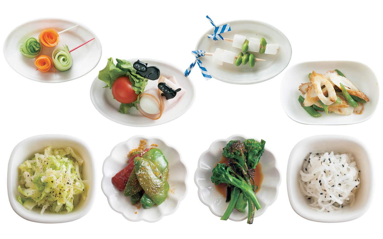 野菜炒めのお弁当 卵焼き・こんにゃく煮物入り 白ごはん.comの作り置きが心強い！お弁当シリーズ：白ごはん.com