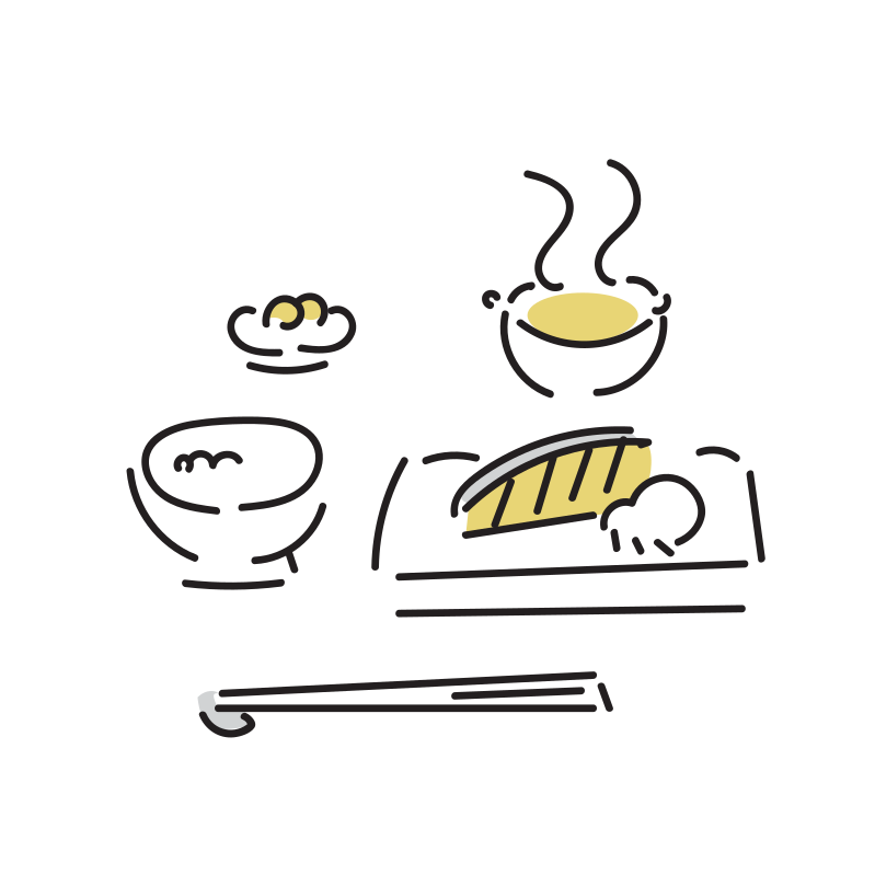 朝ごはん 和食：イラスト無料
