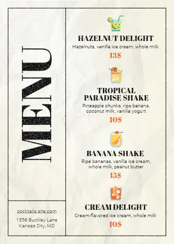 ドリンク 飲み物のメニュー表のデザインテンプレート・Word無料のビジネス書式テンプレート