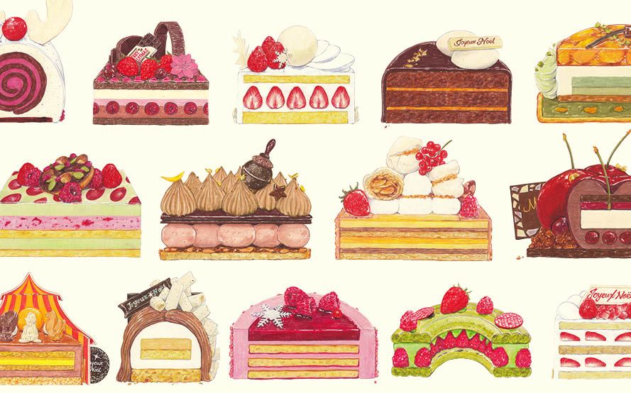 Cake.jpクリスマス2023今年の人気ケーキを描いていただいたのは、絵を描くスイーツコンシェルジュのあま子さん🥄@amakorebi美味しそうなケーキの断面図をたくさん描いていただきました！ タグ付けしているケーキもぜひご一緒にご覧ください。 素敵なイラストは