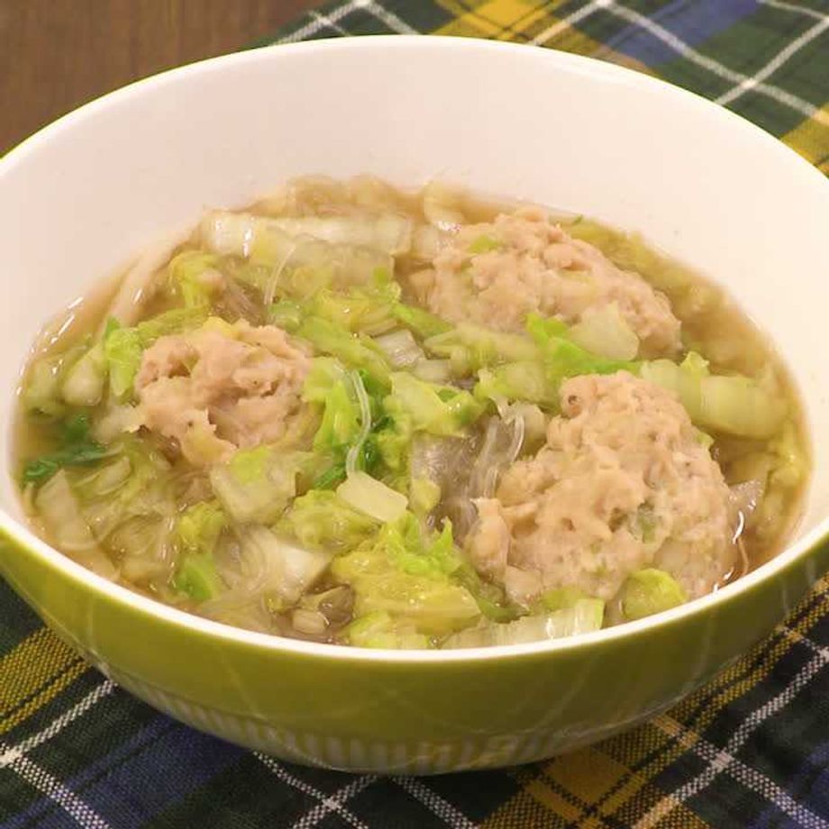 ふわふわ♡ヘルシー♡豆腐肉団子のかきたま味噌スープ