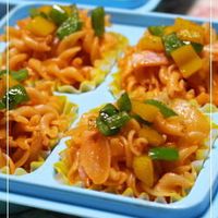 冷凍お弁当 ご飯の上に、チキンチャップ＆ピーマンナムルまちゃみ♪ママ〜時短、節約、手抜きレシピ 日置市 ピアノ講師&健康管理士