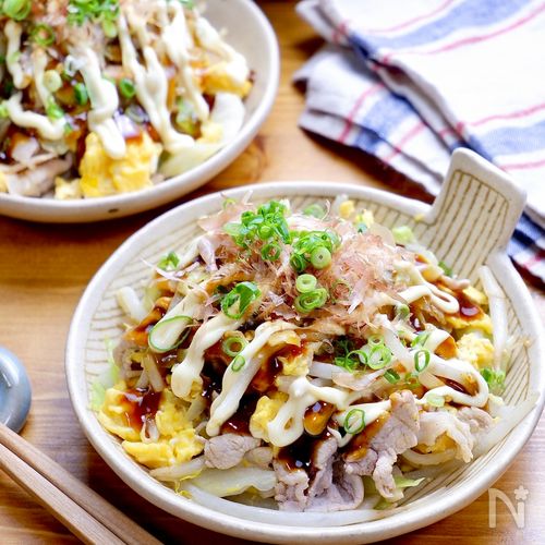 たっぷりキャベツのとんぺい焼き