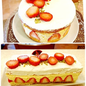 2段ケーキ ✌︎˙˘˙✌︎いちごペタペタ仕上げ🍓 5号と4号でぽてぽてスタイル。2段ケーキいちごspongecake白ショート ケーキエレガント上品初夏手作りケーキ手作りお菓子お菓子作りスイーツ手作りおやつおうちカフェhomemadepastrychef