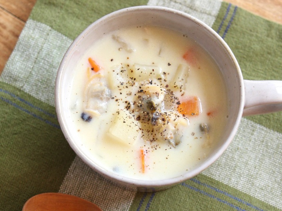 菜の花入り和風クラムチャウダーeフレンズ ぱくぱく献立くん