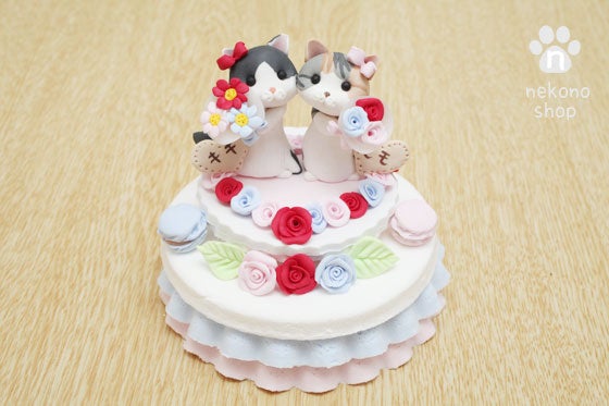 YAMI COCU ウェディング ケーキトッパー 猫 ブラック アクリル ケーキトッパー 婚約 ウェディング 花嫁と花婿付き