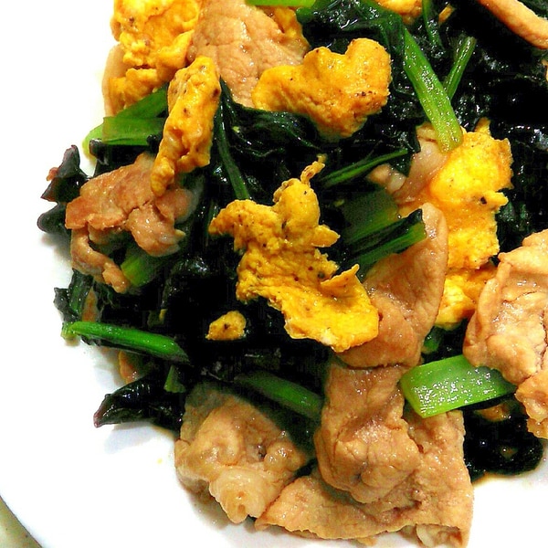 卵ふんわりのコツ♡豚こまと小松菜のオイスター炒め