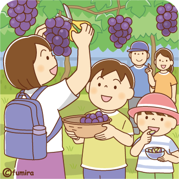 ぶどう狩りシルエット イラストの無料ダウンロードサイト「シルエットAC」