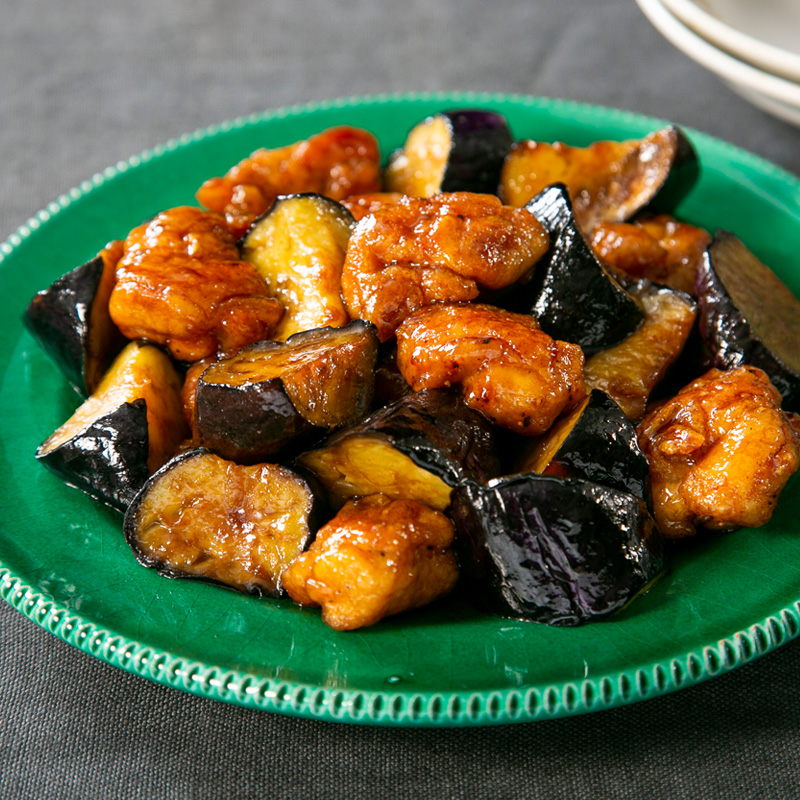 きのうの献立：鶏肉となすの甘酢炒めあさこ食堂