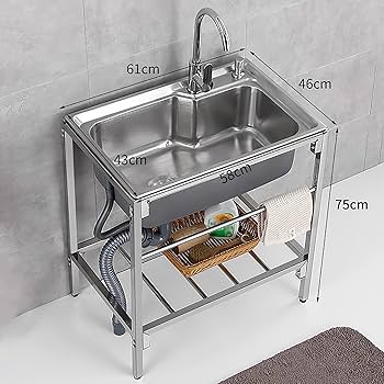 流し台 シンク 簡易式 ステンレス製 キッチン 一槽シンク ゴミ受け ガーデン 水回り 野菜洗い 屋外 庭 農園 工場 アウトドア キャンプ 水栓流し台簡易式ステンレス製庭野菜洗い工場ガーデン水回り屋外シンクゴミ受け農園キッチンアウトドア排水ホースキャンプ水栓 流し台