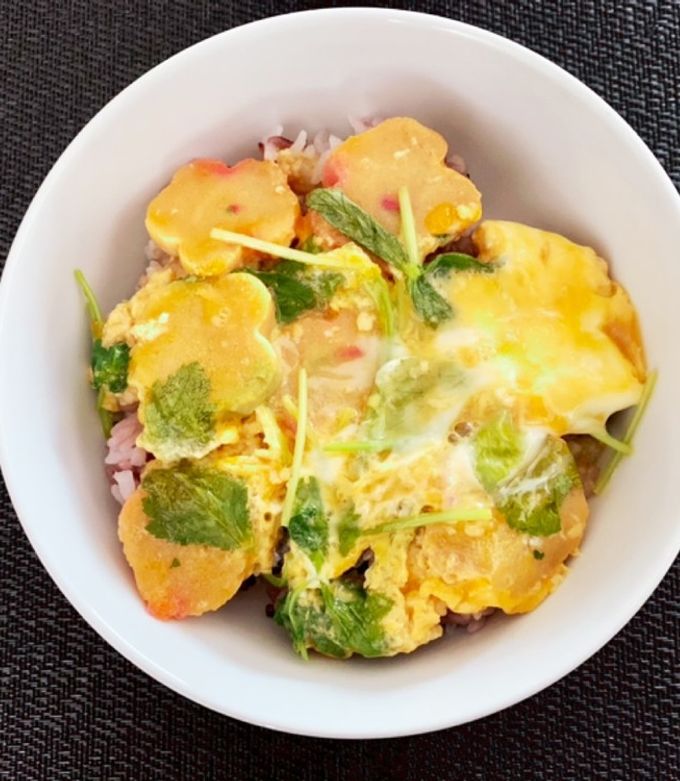 しいたけとみつ葉の薄焼き卵