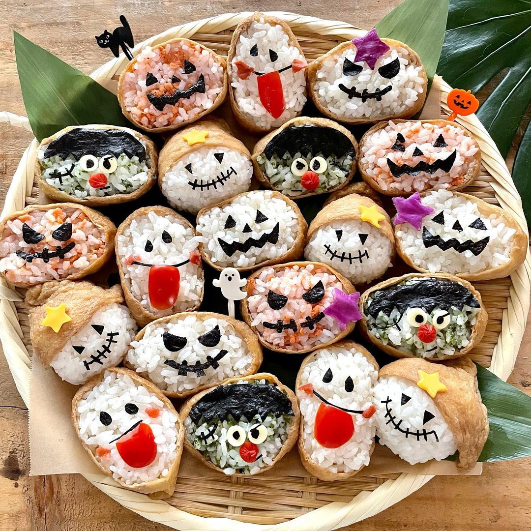 運動会のお弁当に華やかオープン稲荷寿司