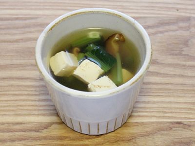 白だしｄｅ❤木綿豆腐と舞茸と小松菜のスープ❤