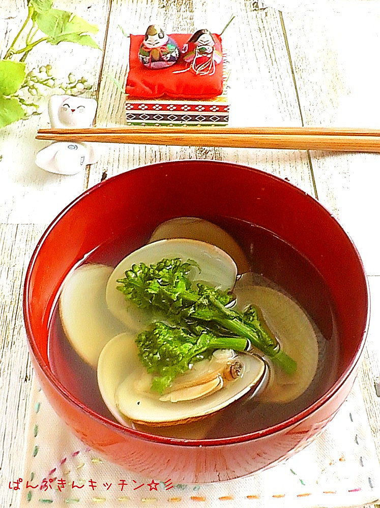 ひな祭りに♪はまぐりと菜の花のお吸い物からし酢みその藤商店