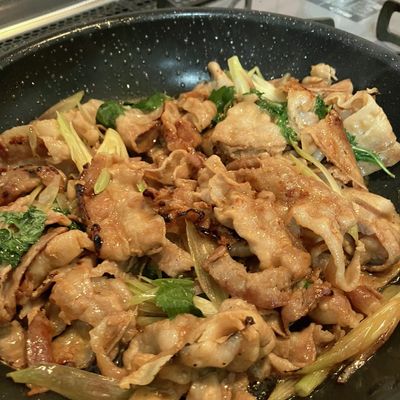 ミョウガと豚バラの炒め物