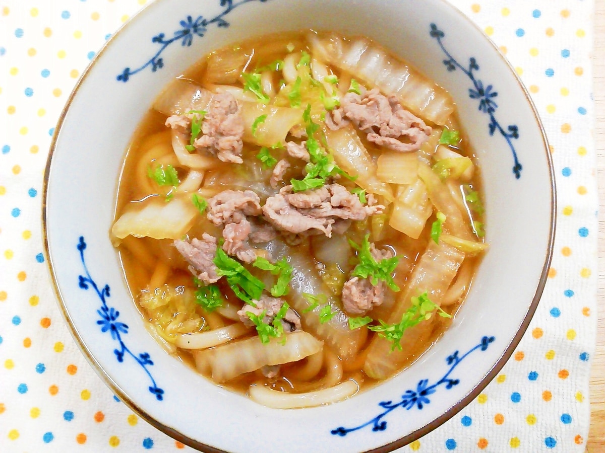 豚バラ&麺つゆで美味し～い♡肉うどん♡