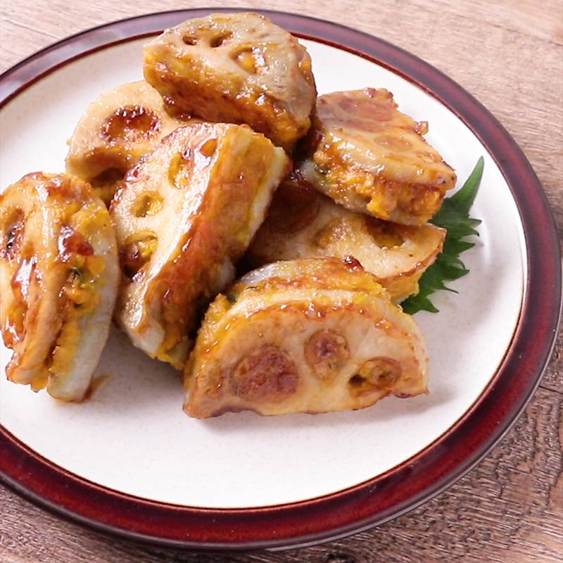 れんこんのひき肉はさみ焼き レシピ 大庭 英子さん みんなのきょうの料理