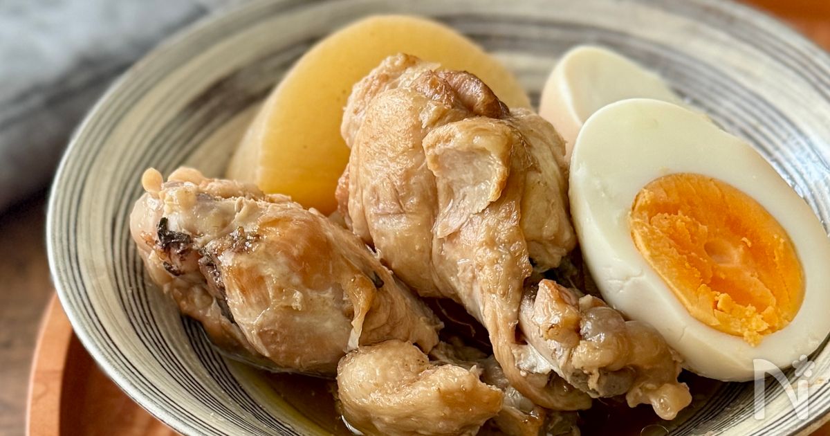 煮込み時間15分の簡単！手羽元と大根 煮卵の酢醤油煮☆Pure Life☆ ～おいしく、楽しく、健康に。～