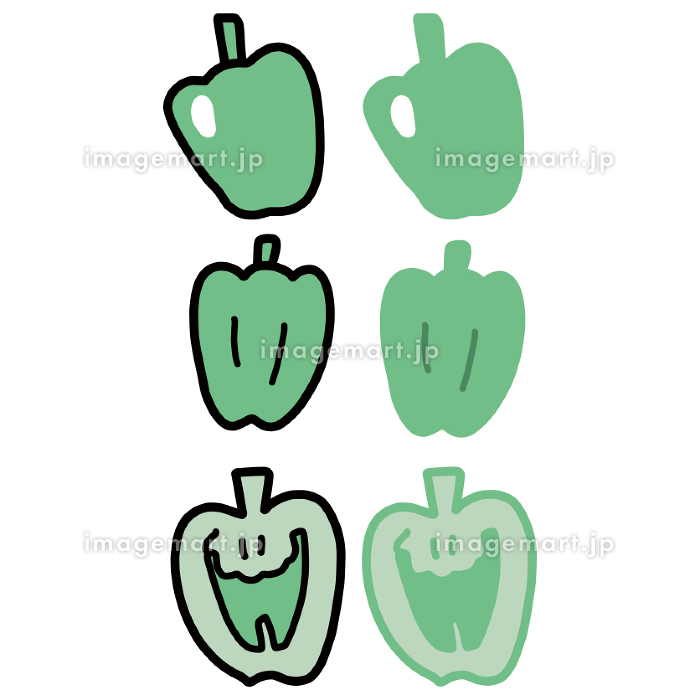 ピーマンの簡単な描き方1│夏野菜│6月・7月・8月の絵手紙イラスト