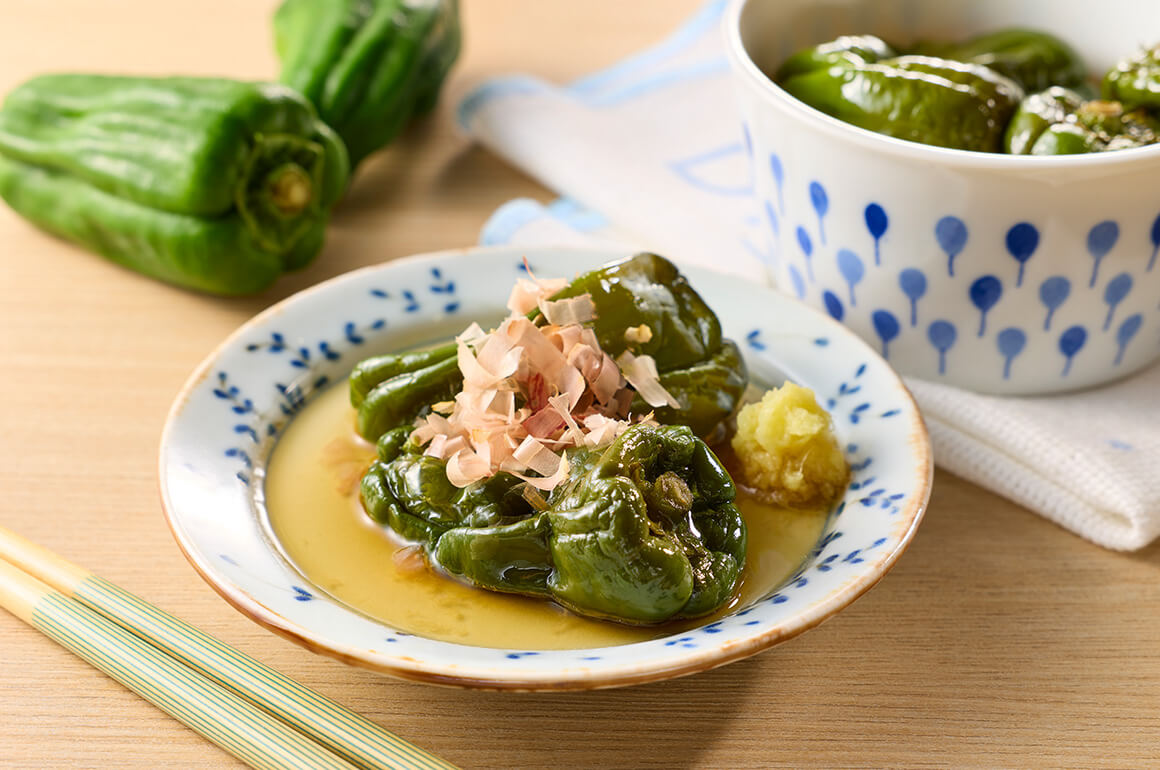 レンジで簡単 丸ごとピーマンの煮浸し