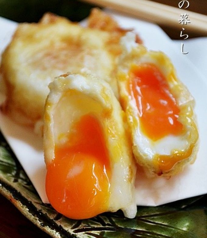 卵の黄身のしょうゆ漬け天ぷら