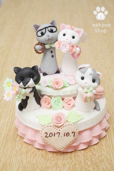 No.45 猫のウェディンクケーキトッパー ウェディング ねこ アニマル婚 結婚式 ウェルカムボード その他オーダーメイド ＊ウェディング＊Nicola通販 8462796Creema クリーマ