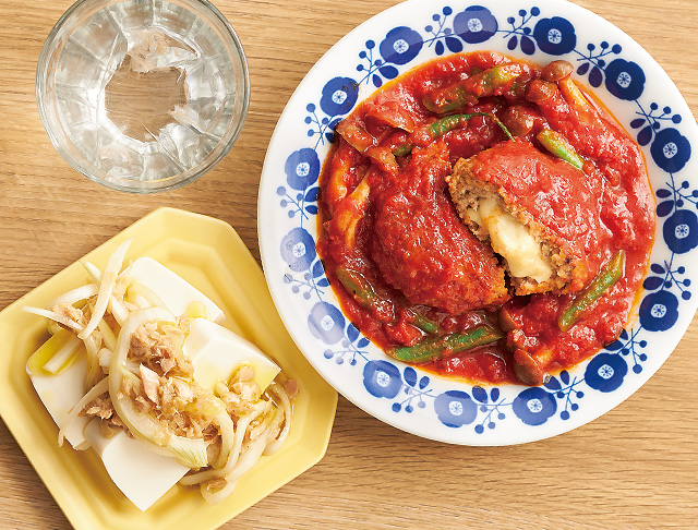 トマト缶で煮込んだとろ〜り チーズインハンバーグ で晩ごはん献立 まいにち3品食堂- エキスパート - Yahoo!ニュース