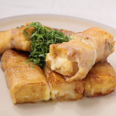 厚揚げのしそチーズ豚バラ巻きしそ香る♬︎てりっと甘辛♡