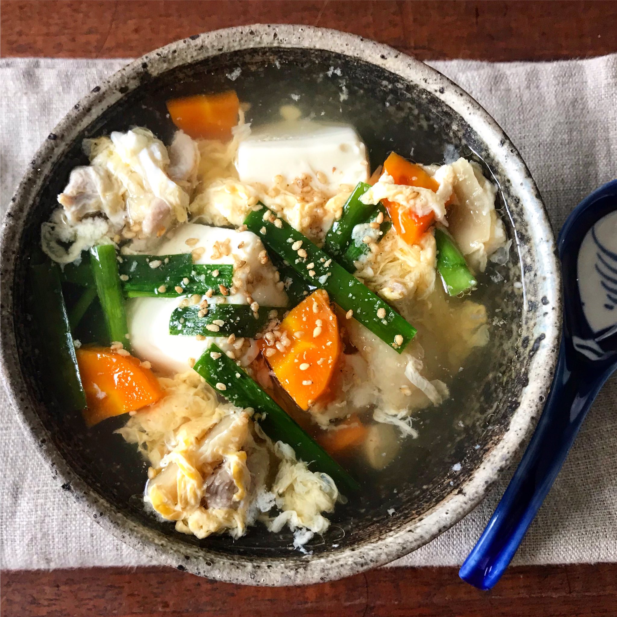 レンジで簡単！！ふわふわ豆腐ニラ玉