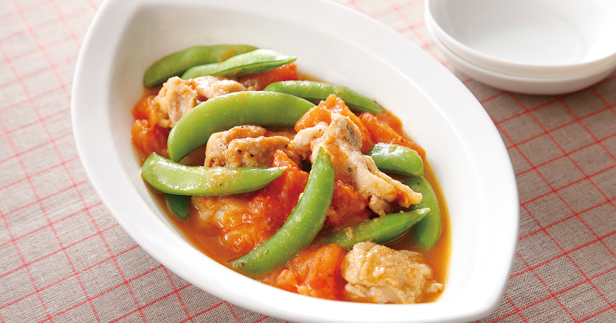 トマトとスナップえんどうのサラダ