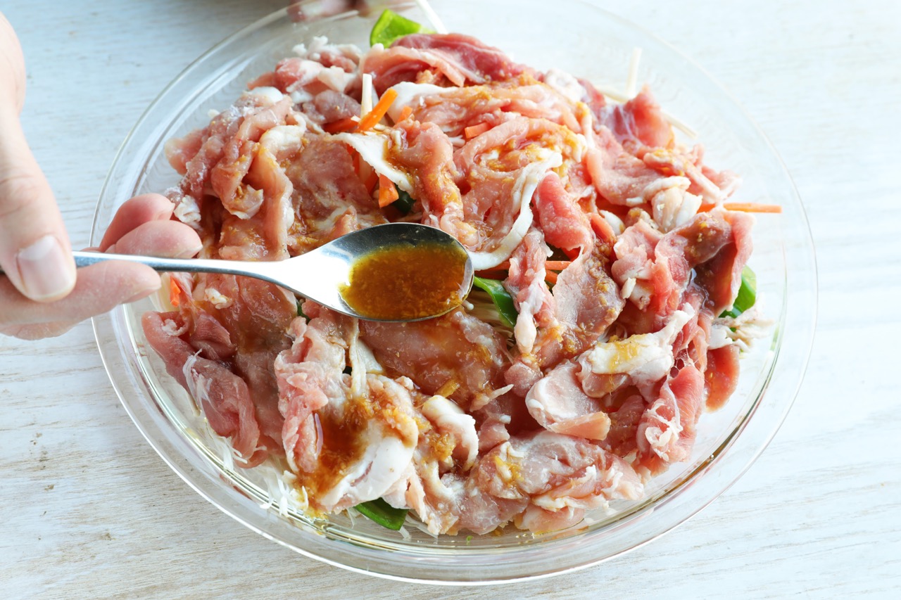 豚小間のさっぱりきのこソース