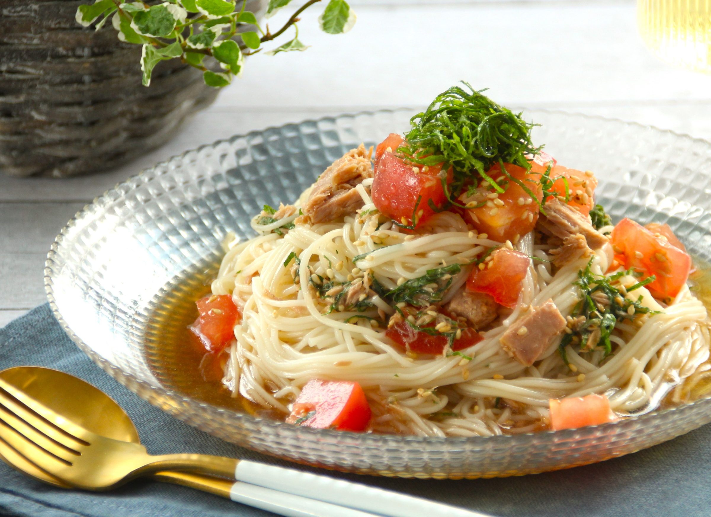 ツナとトマトの冷製そうめん簡単 節約 スープジャー