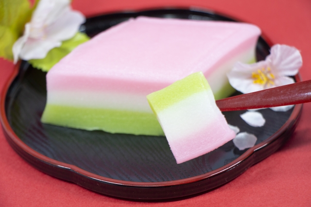 ひな祭り♫プリンで菱餅♡