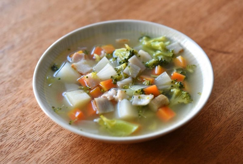 豚肩ロース包みのねぎまみれ、お手軽ミネストローネ風eフレンズ ぱくぱく献立くん