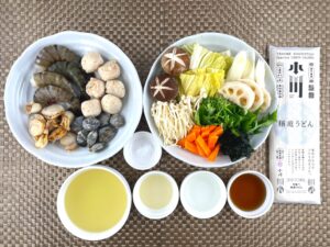 稲庭うどん 小川秋田県湯沢市稲庭うどんレシピ！『ごちそう海鮮うどんすき』