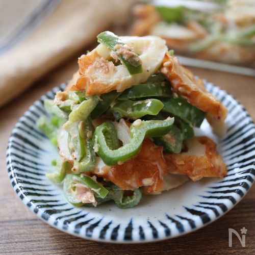 簡単☆ちくわとピーマンのマヨ照り炒め