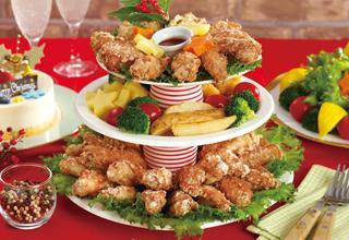 からあげチキン』とさわやかバジルディップ クリスマス風 - レシピ - 冷凍食品・冷凍野菜はニチレイフーズ