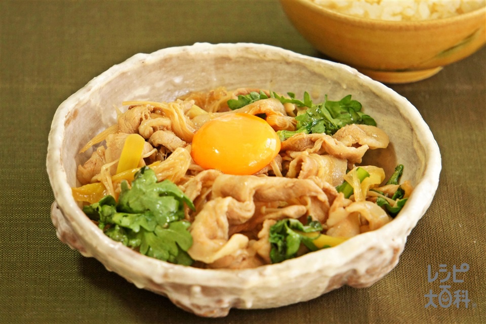 白菜と豚肉のすき焼き風炒め