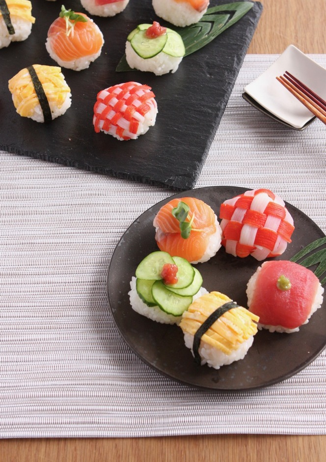 魚介とチーズの手まり寿司風